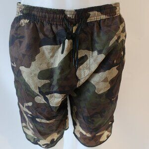 Mens Son of a King Brown Olive Green Black Camo Flat Front Drawstring Shorts L